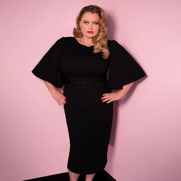 Vixen by Micheline Pitt Black Miss Kitty Deadly Kiss Dress Size 2x GUC (Stained) - Picture 1 of 9